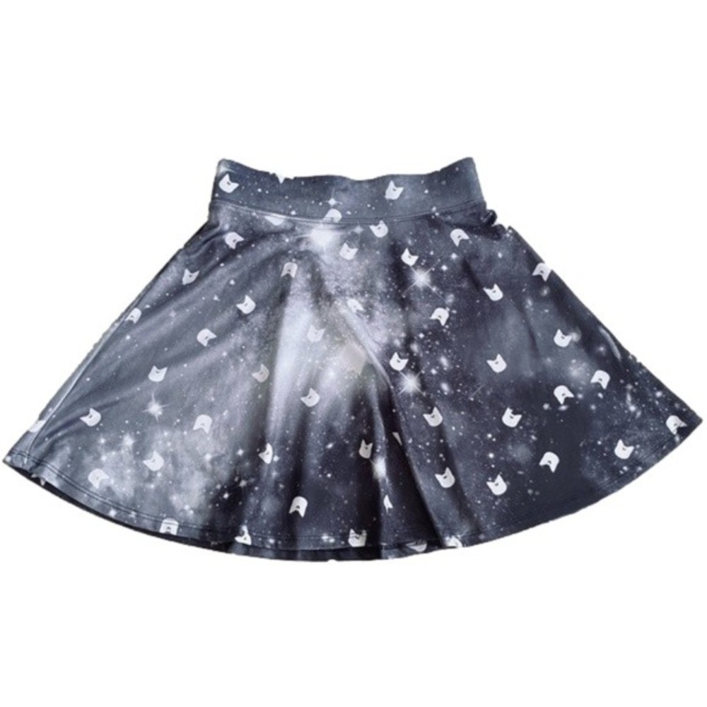 Hot Topic Sailor Moon Luna Skater Skirt - Black Galaxy Print, Size XS